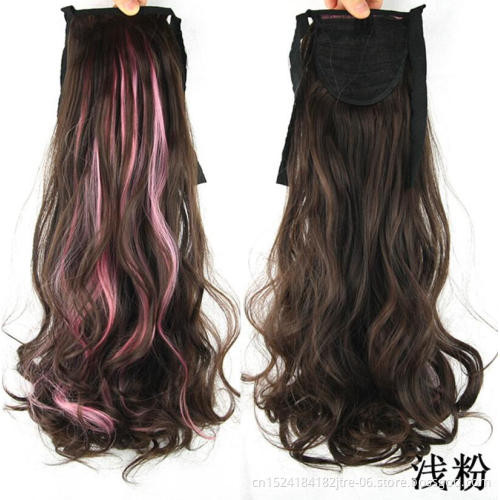 ombre color synthetic drawstring ponytail hair extension, 60 pink blue red green white burgundy ponytail cosplay wig